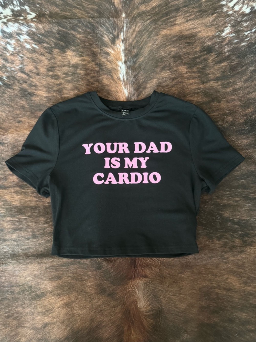 SHEIN Black Crop Top with Pink Slogan
